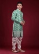 Thread Work Indowestern in Pista Green Color